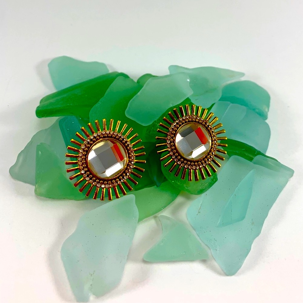 Unique Vintage Sunburst Post Earrings